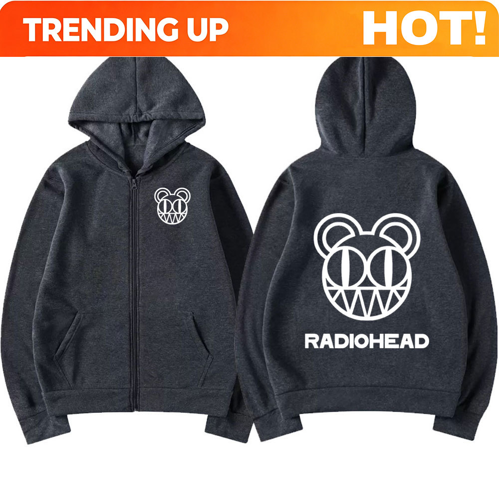 Mens Fashion Zip Up Hoodies - Rock Band Radiohead Logo Zipper Hoodie