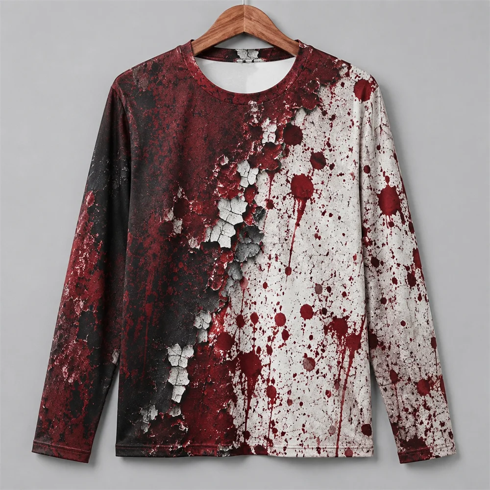 3D Print Horror Red Blood Stai - огляд і ціна Mens Fashion Summer