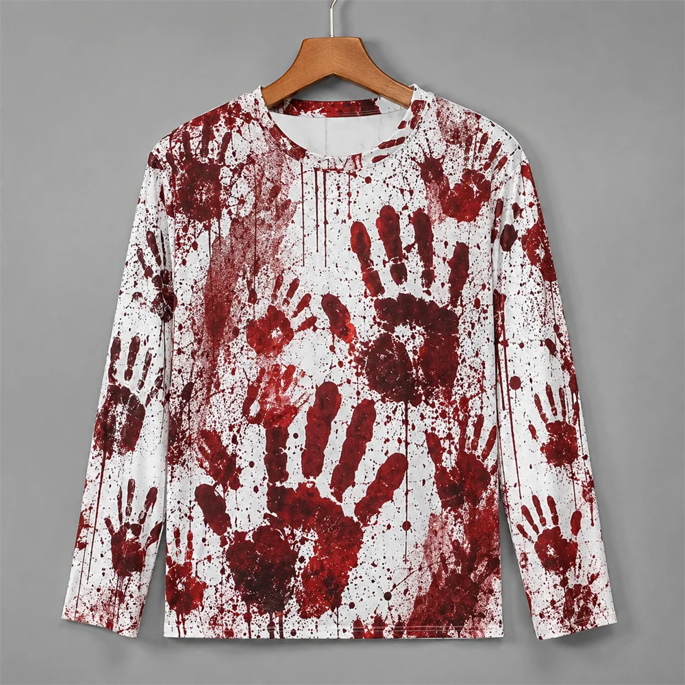 3D Print Horror Red Blood Stai - огляд і ціна Mens Fashion Summer