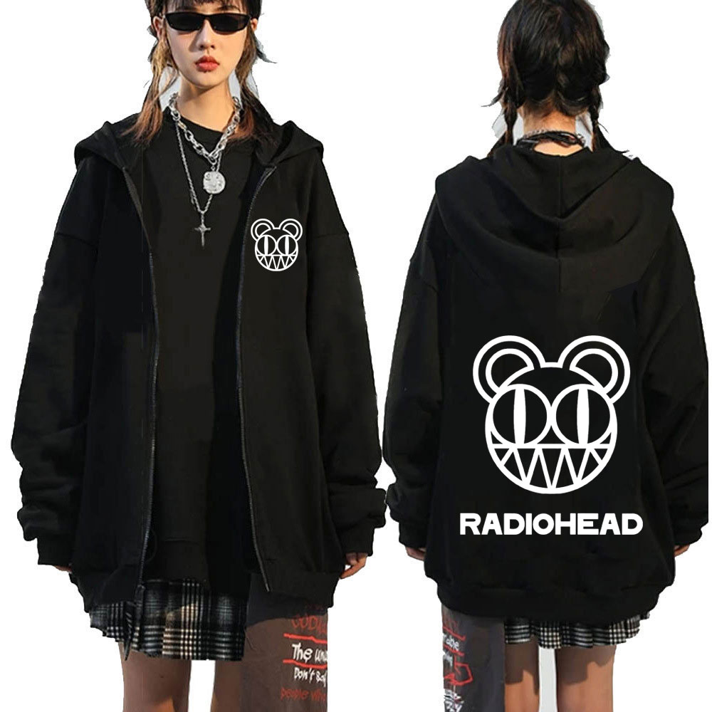 Rock Band Radiohead Logo Zippe - огляд і ціна Mens Fashion Zip Up Hoodies