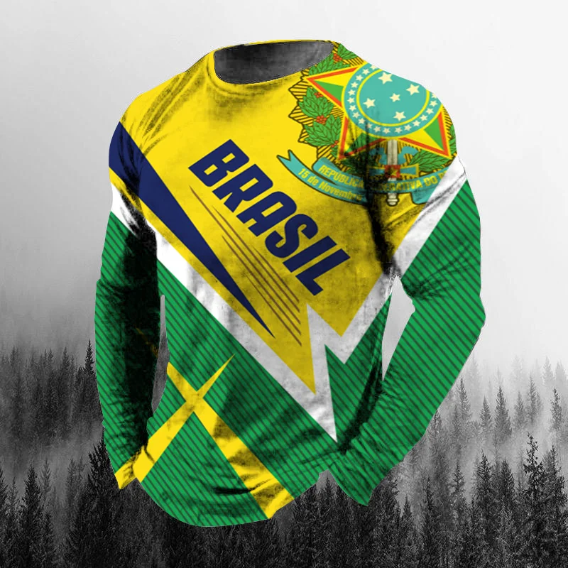 Vintage Brazilian Flag 3D Prin - огляд і ціна Mens Fashion Clothes