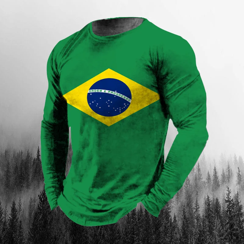 Vintage Brazilian Flag 3D Prin - огляд і ціна Mens Fashion Clothes